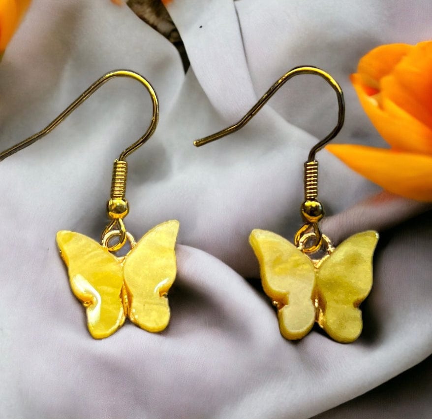Schmetterlings-Ohrringe aus Kunstharz, Hypoallergen, verschiedene Farben Gelb Schmuck Dreizack oesterreich handgemachte geschenke in wien