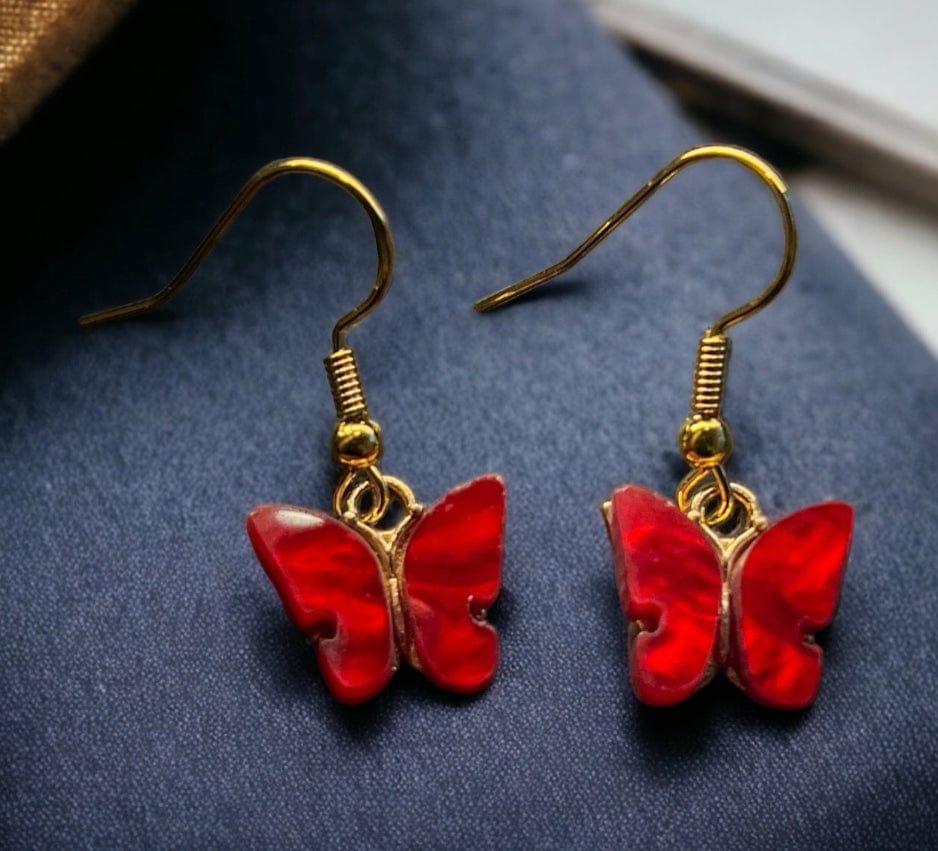 Schmetterlings-Ohrringe aus Kunstharz, Hypoallergen, verschiedene Farben Rot Schmuck Dreizack oesterreich handgemachte geschenke in wien