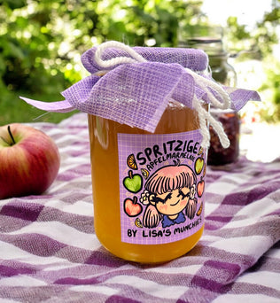 Lisa’s Munchies spritzige Apfelmarmelade – 390g, hergestellt aus steirischen Äpfeln, natürliche Inhaltsstoffe, schmeckt nach Apfelkuchen. Dreizack Wien.