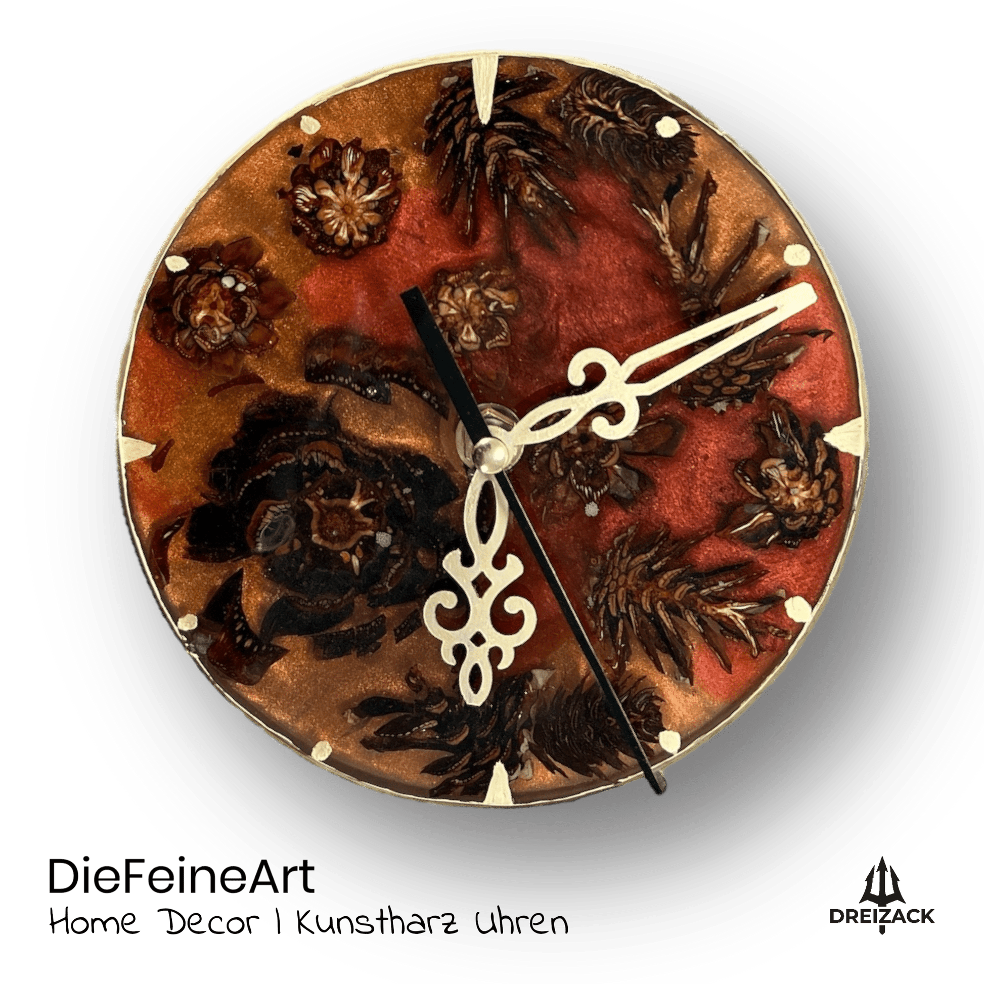 Kunstharz-Uhren | Einzigartige Zeitmesser mit Naturcharme Wald | Orange Home Decor DieFeineArt oesterreich handgemachte geschenke in wien