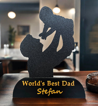 Worlds Best Dad | Trophäe mit Wunschnamen Trophäe Dreizack | 3D Druck oesterreich handgemachte geschenke in wien