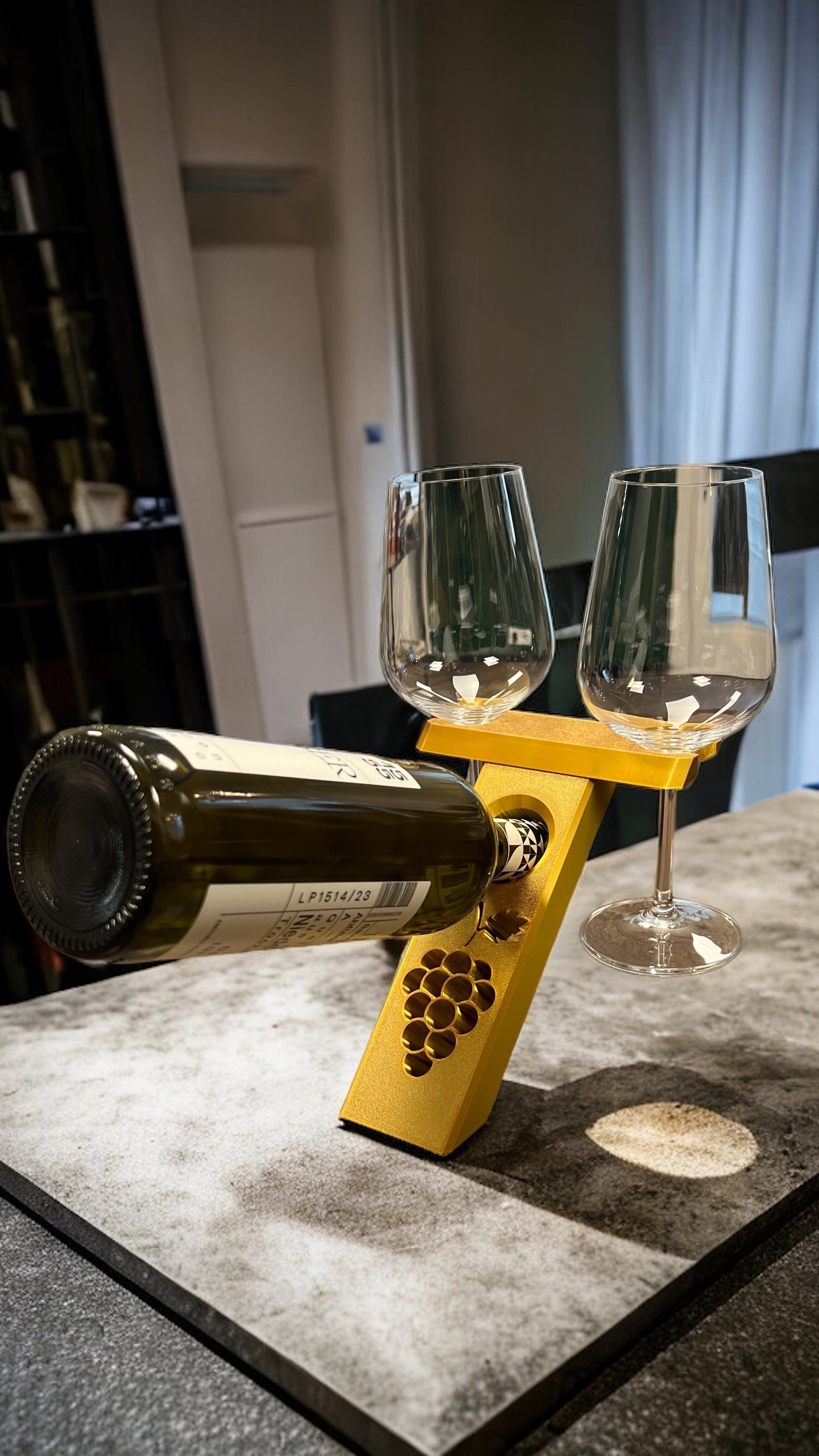 Selbst-balancierende Weinpräsentation | Für Flasche + 2 Gläser Home Decor Dreizack | 3D Druck oesterreich handgemachte geschenke in wien