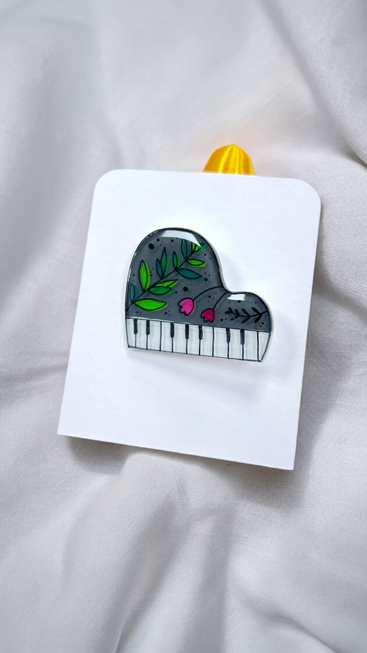 Piano Brosche | Handbemalter Acrylglas Schmuck