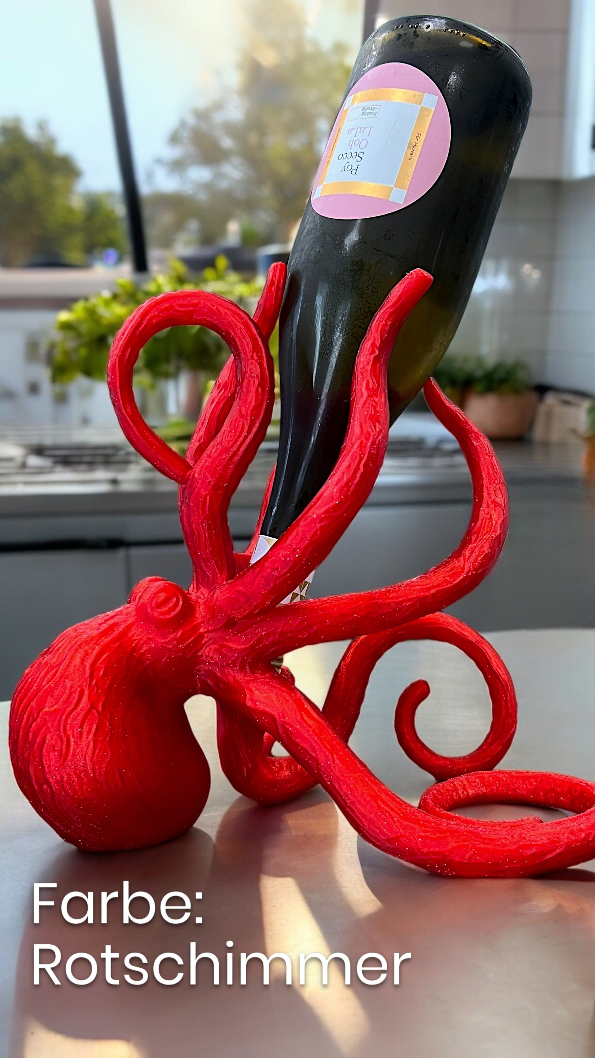 KRAKEN | Eindrucksvoller Flaschenhalter versch. Farben Dekofiguren-Flaschenhalter Dreizack | 3D Druck oesterreich handgemachte geschenke in wien