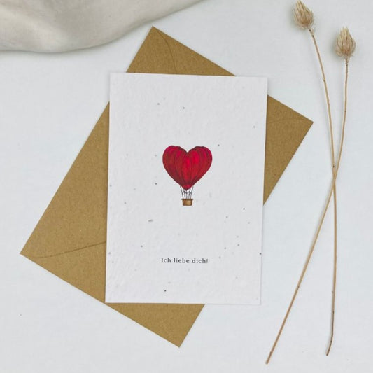 "Ich Liebe Dich" Saatpapier Grußkarten | Schenken, einpflanzen, beim wachsen zusehen