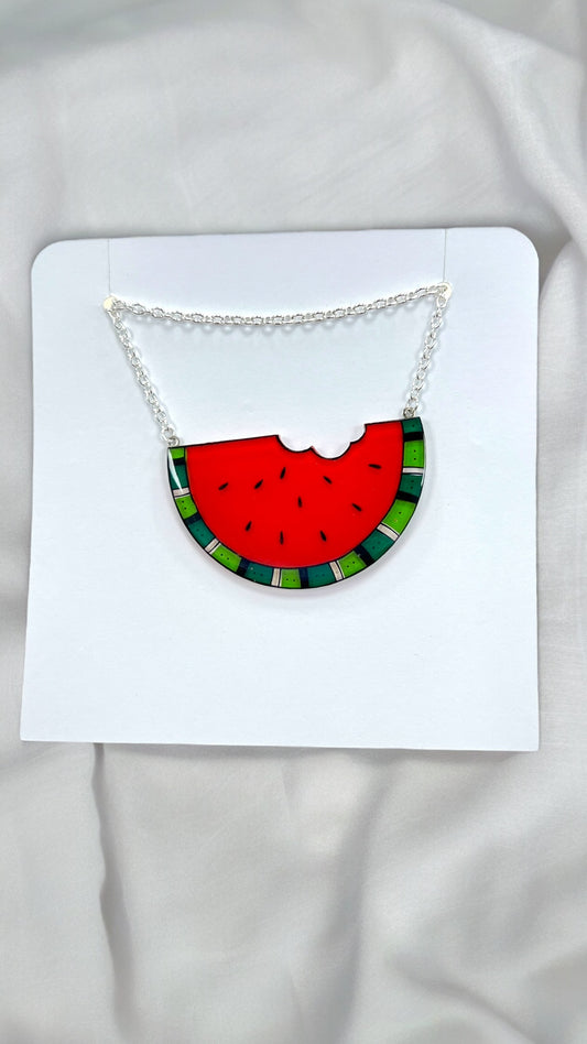 Melone Halskette | Handbemalter Acrylglas Schmuck