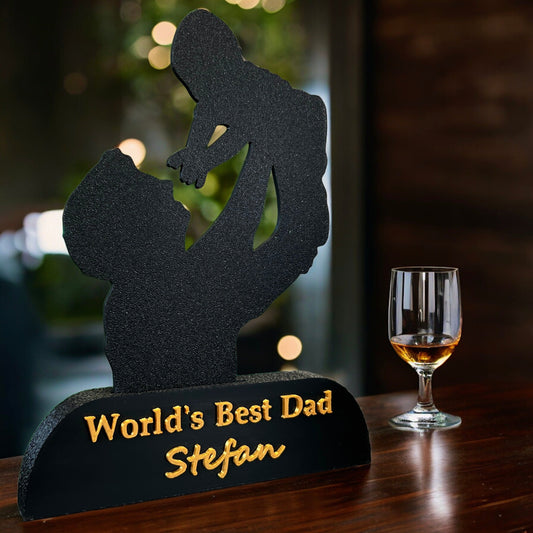 Worlds Best Dad | Trophäe mit Wunschnamen Trophäe Dreizack | 3D Druck oesterreich handgemachte geschenke in wien