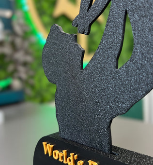 Worlds Best Dad | Trophäe mit Wunschnamen Trophäe Dreizack | 3D Druck oesterreich handgemachte geschenke in wien