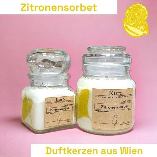 Zitronensorbet | Duftkerzen aus 100% Sojawachs Kerzen Kuro oesterreich handgemachte geschenke in wien