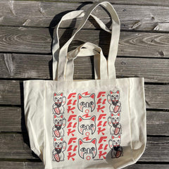 Tote Bag „Fuck You - Maneki Neko“ | Japanischer, frecher Stil trifft auf Funktionalität