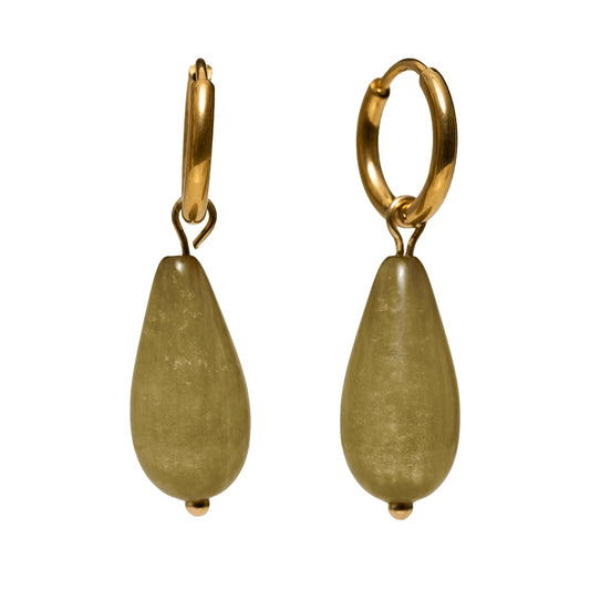 Olive Drop Hoops | Schimmernde Eleganz in sattem Grün