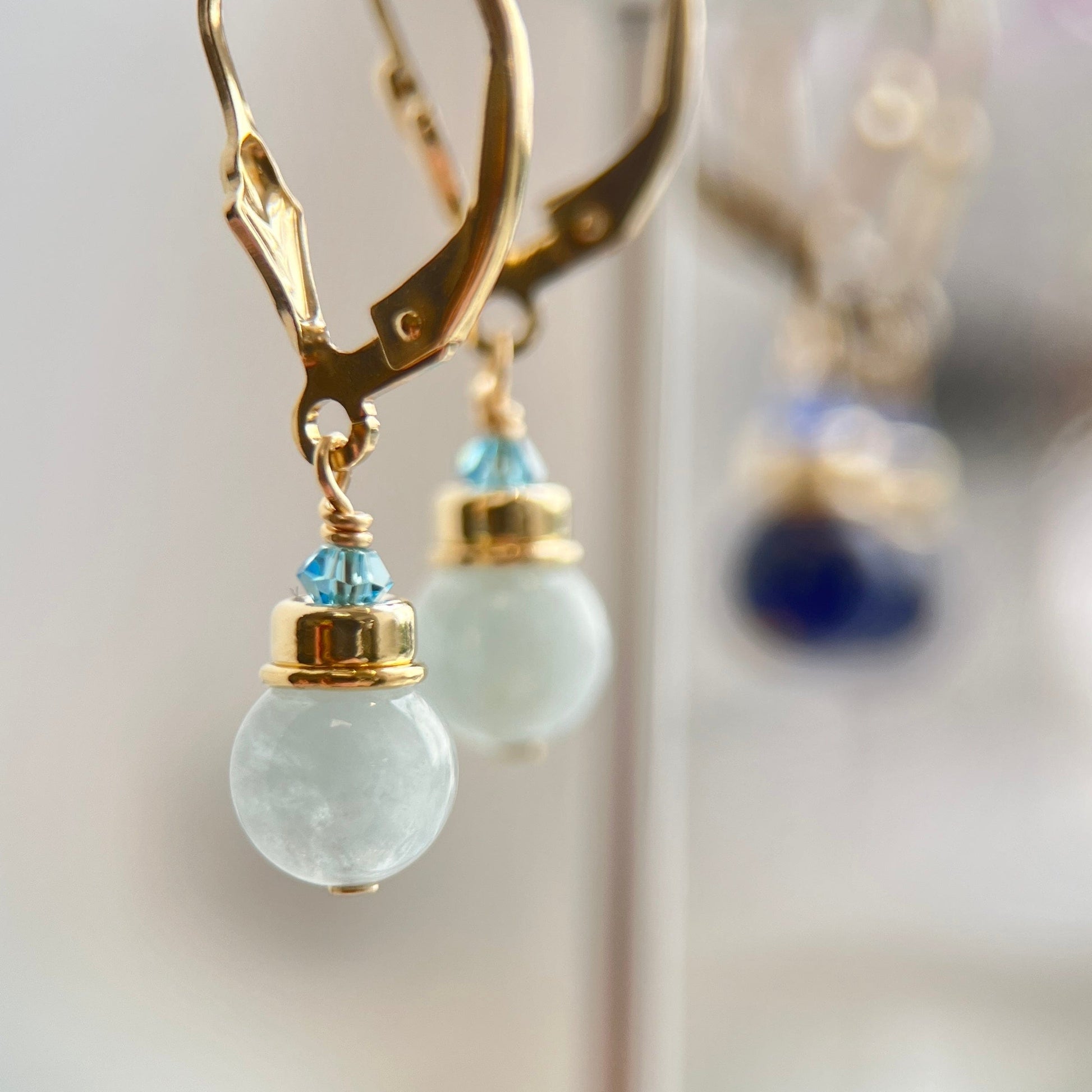 Brisuren Ohrringe Aquamarin | Edelsteine & 14K Solidvergoldung Schmuck Necklessary oesterreich handgemachte geschenke in wien