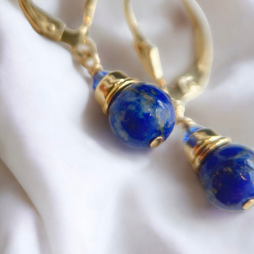 Brisuren Ohrringe Lapis Lazuli | Edelsteine & 14K Solidvergoldung Schmuck Necklessary oesterreich handgemachte geschenke in wien