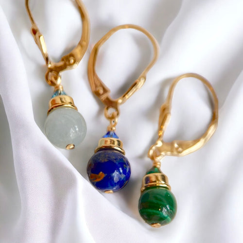 Brisuren Ohrringe Lapis Lazuli | Edelsteine & 14K Solidvergoldung Schmuck Necklessary oesterreich handgemachte geschenke in wien