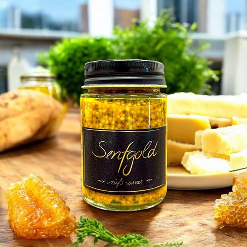 Senfgold Süß-Sauer Gourmet Senf 180g – handgemacht in Vorarlberg, süß-saurer Geschmack, ideal zu Käse, Fleisch und Salaten