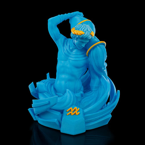 Aquarius-Figur (Wassermann) aus 3D-Druck, modern und minimalistisch, mit Sternbild auf der Unterseite. Nachhaltig aus PLA (Maisstärke), in zwei Größen und Farbvarianten. Perfekt für Wassermann-Geborene (20. Januar – 18. Februar).