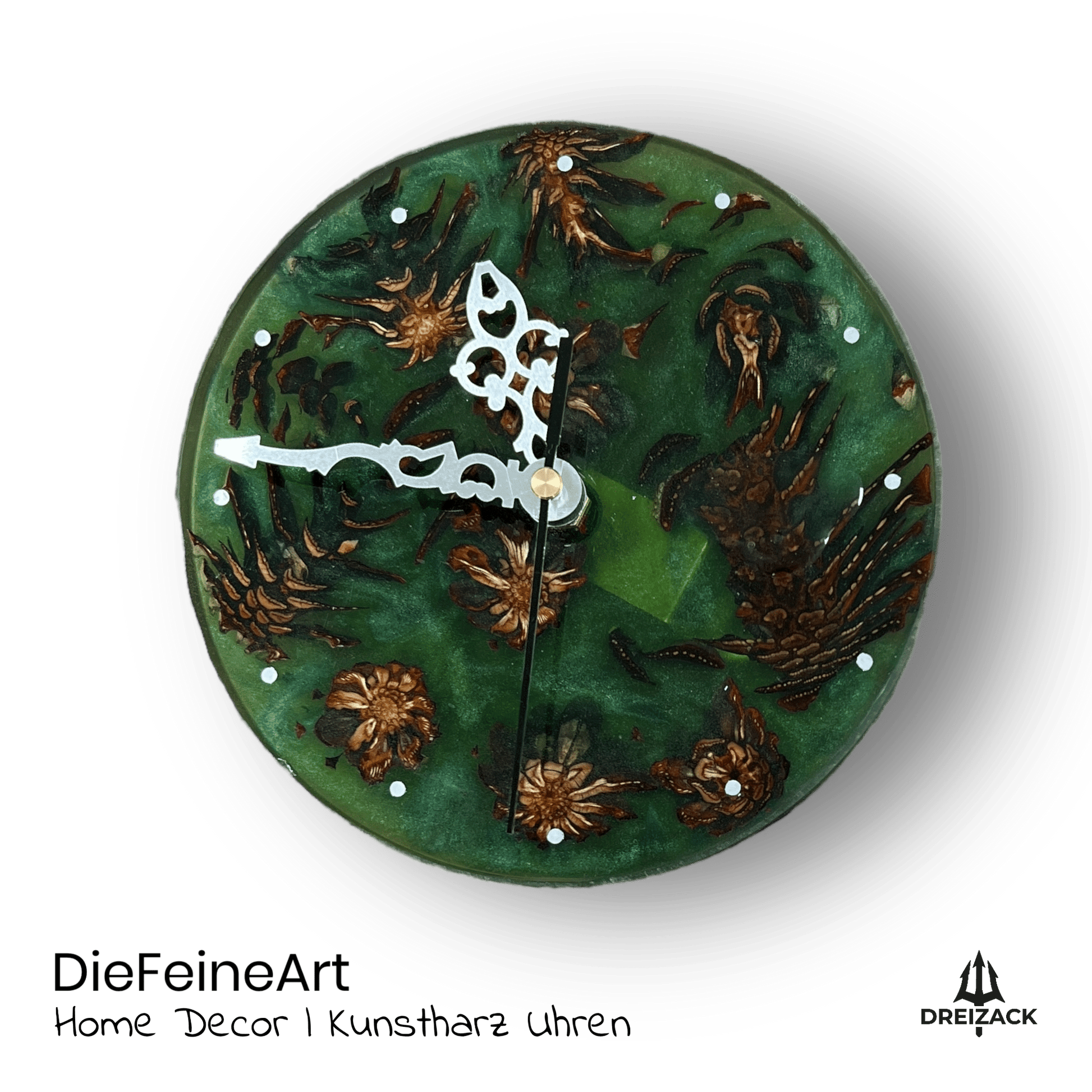 Kunstharz-Uhren | Einzigartige Zeitmesser mit Naturcharme Wald | Grün Home Decor DieFeineArt oesterreich handgemachte geschenke in wien