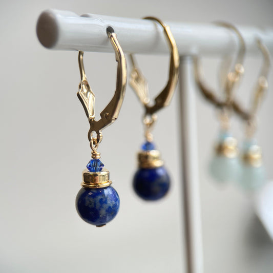 Brisuren Ohrringe Lapis Lazuli | Edelsteine & 14K Solidvergoldung Schmuck Necklessary oesterreich handgemachte geschenke in wien