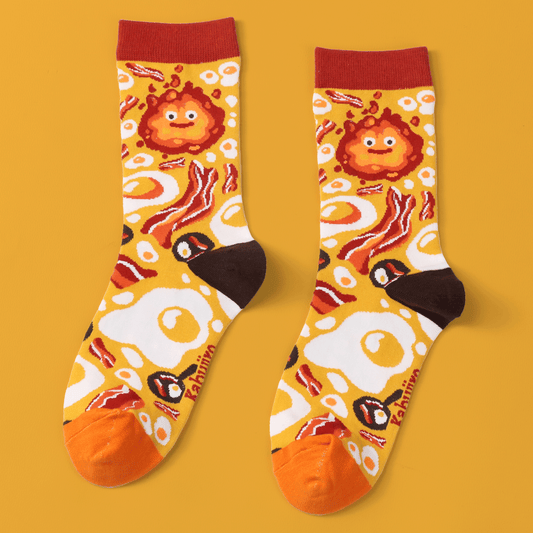 Breakfast Fire | Baumwollsocken mit Studio Ghibli inspirierten Design