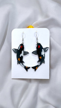 Koi Schwarz Ohrringe | Handbemalter Acrylglas Schmuck