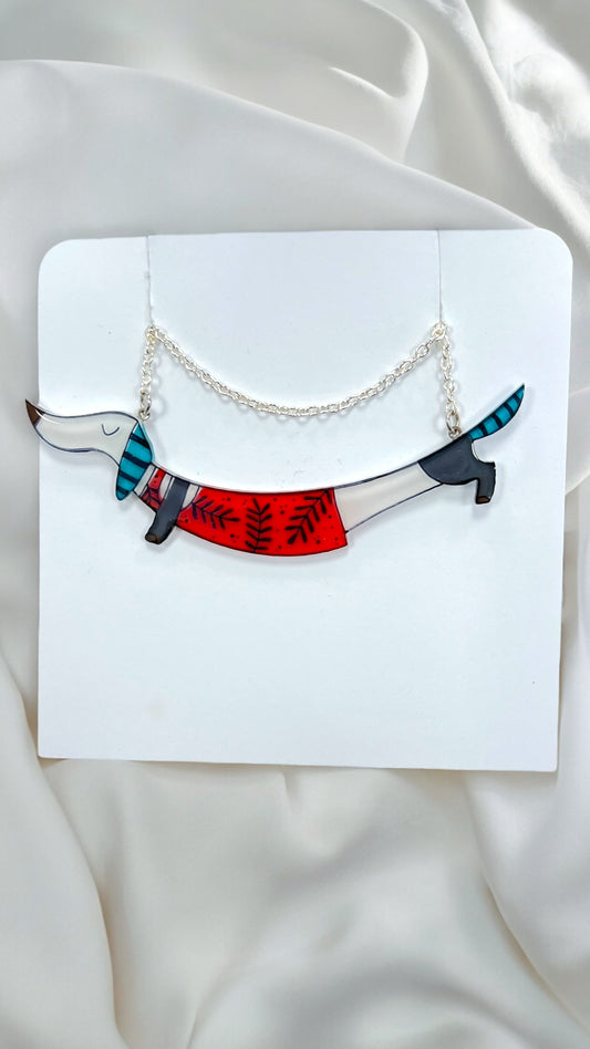 Hund Halskette | Handbemalter Acrylglas Schmuck