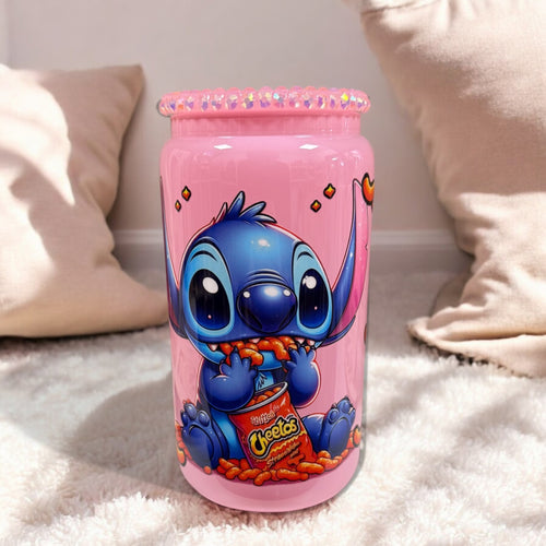 Trinkbecher mit Strohhalm, ca. 550 ml, von CutiePieCrafting. Handverziert mit süßen Motiven, perfekt für Kinder und Fans von Cartoons und Popkultur. Bitte nur per Handwäsche reinigen.