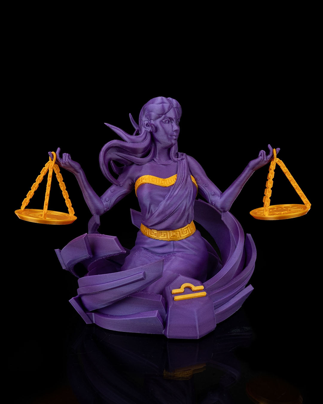 Libra-Figur (Waage) aus 3D-Druck, stilvoll und minimalistisch, mit Sternbild auf der Unterseite. Nachhaltig aus PLA (Maisstärke), in zwei Größen und Farbvarianten. Ideal für Waage-Geborene (23. September – 22. Oktober).