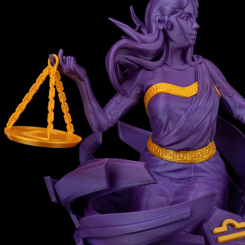 Libra-Figur (Waage) aus 3D-Druck, stilvoll und minimalistisch, mit Sternbild auf der Unterseite. Nachhaltig aus PLA (Maisstärke), in zwei Größen und Farbvarianten. Ideal für Waage-Geborene (23. September – 22. Oktober).