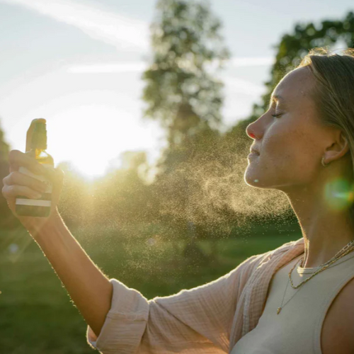 TerraH Auraspray mit 84,07 % Humus-Extrakt. Erfrischendes Gesichtsspray mit floralen Noten, revitalisierender und schützender Wirkung. Ideal für innere Balance und ein gesundes Hautbild.