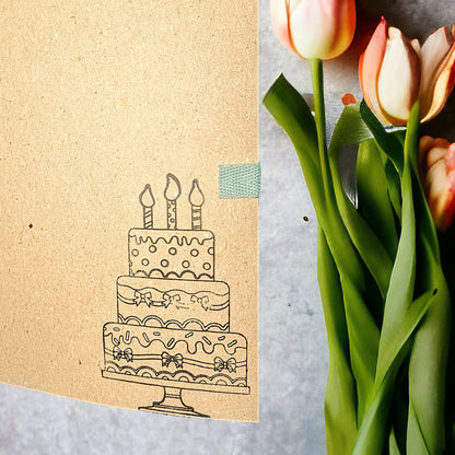 Geburtstagskarte mit handgezogener Kerze