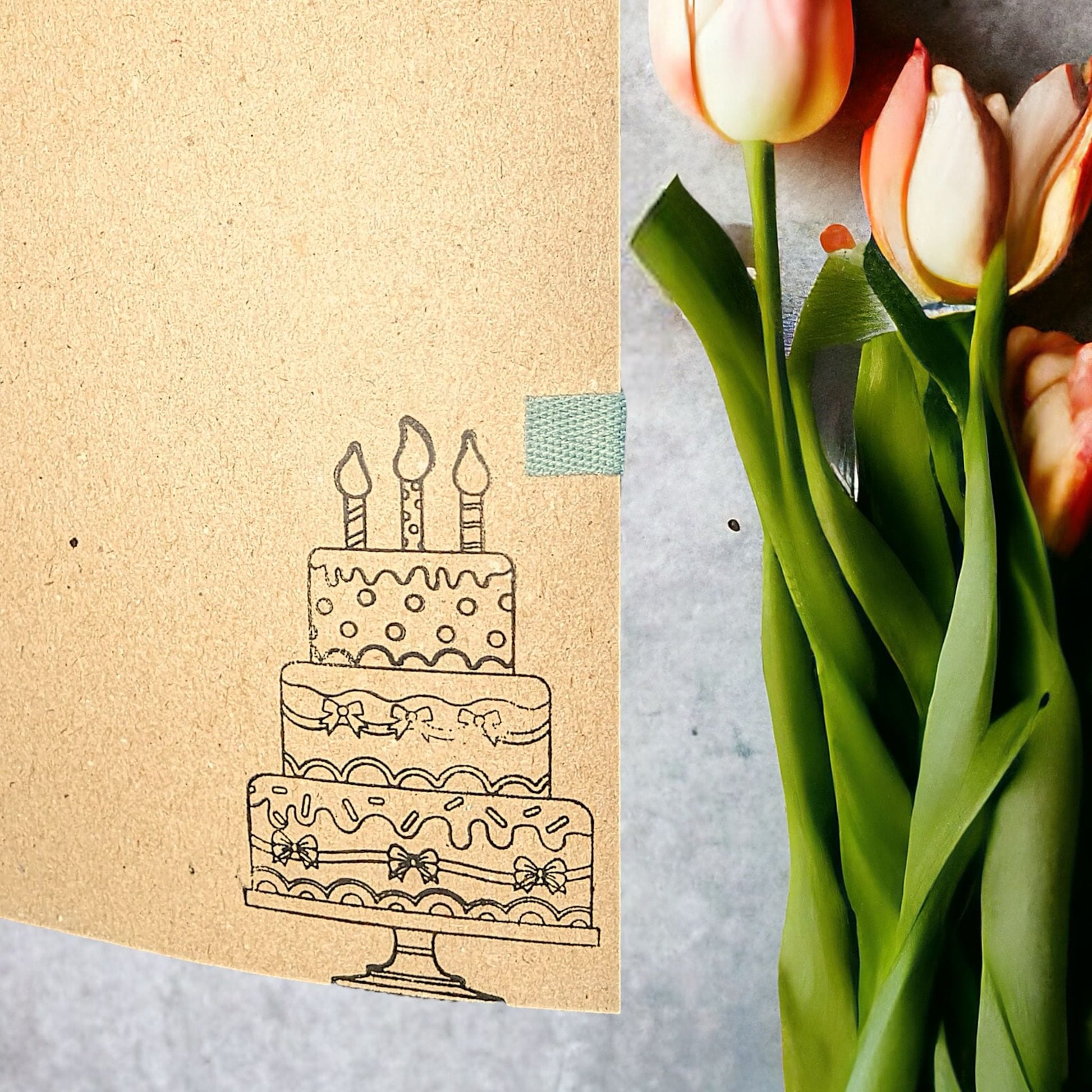 Geburtstagskarte mit handgezogener Kerze Kerzen Kuro oesterreich handgemachte geschenke in wien