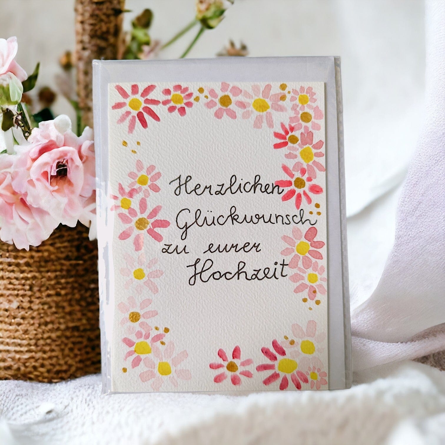 Handbemalte Grußkarte "Glückwunsch zur Hochzeit" | RaffaelaArt Kunst & Prints RaffaelaArt oesterreich handgemachte geschenke in wien