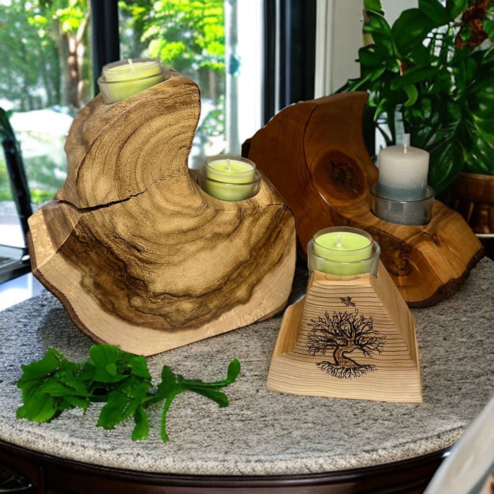Handgefertigter Kerzenhalter von Die Baumkunst Home Decor DieBaumkunst oesterreich handgemachte geschenke in wien