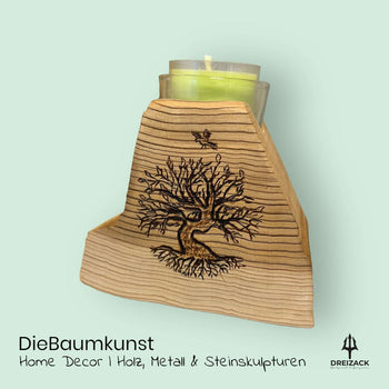 Handgefertigter Kerzenhalter von Die Baumkunst Home Decor DieBaumkunst oesterreich handgemachte geschenke in wien