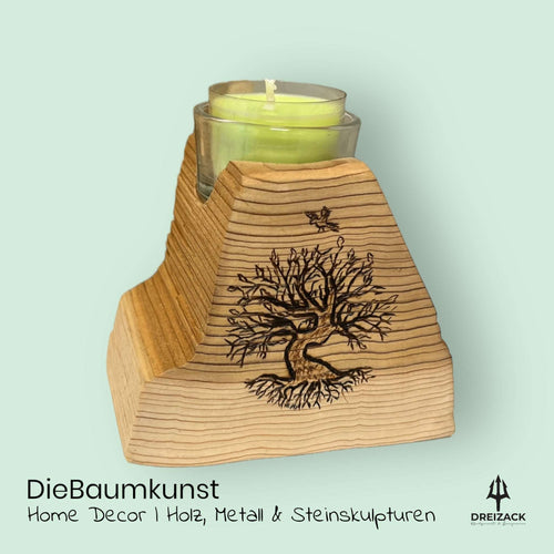 Handgefertigter Kerzenhalter von Die Baumkunst Home Decor DieBaumkunst oesterreich handgemachte geschenke in wien