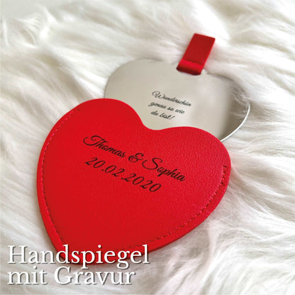 LIV | Taschenspiegel in Herzform mit individueller Gravur Gravur & Personalisiert Dreizack Gravuren oesterreich handgemachte geschenke in wien