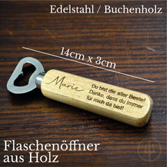 Personalisierter Flaschenöffner aus Holz| Ein praktisches Geschenk mit Gravur