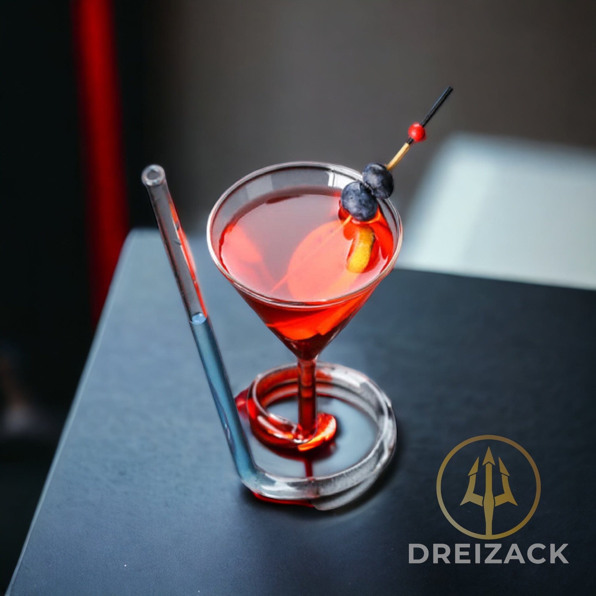 Cocktail Glas mit Trinkhalm Home Decor Dreizack oesterreich handgemachte geschenke in wien