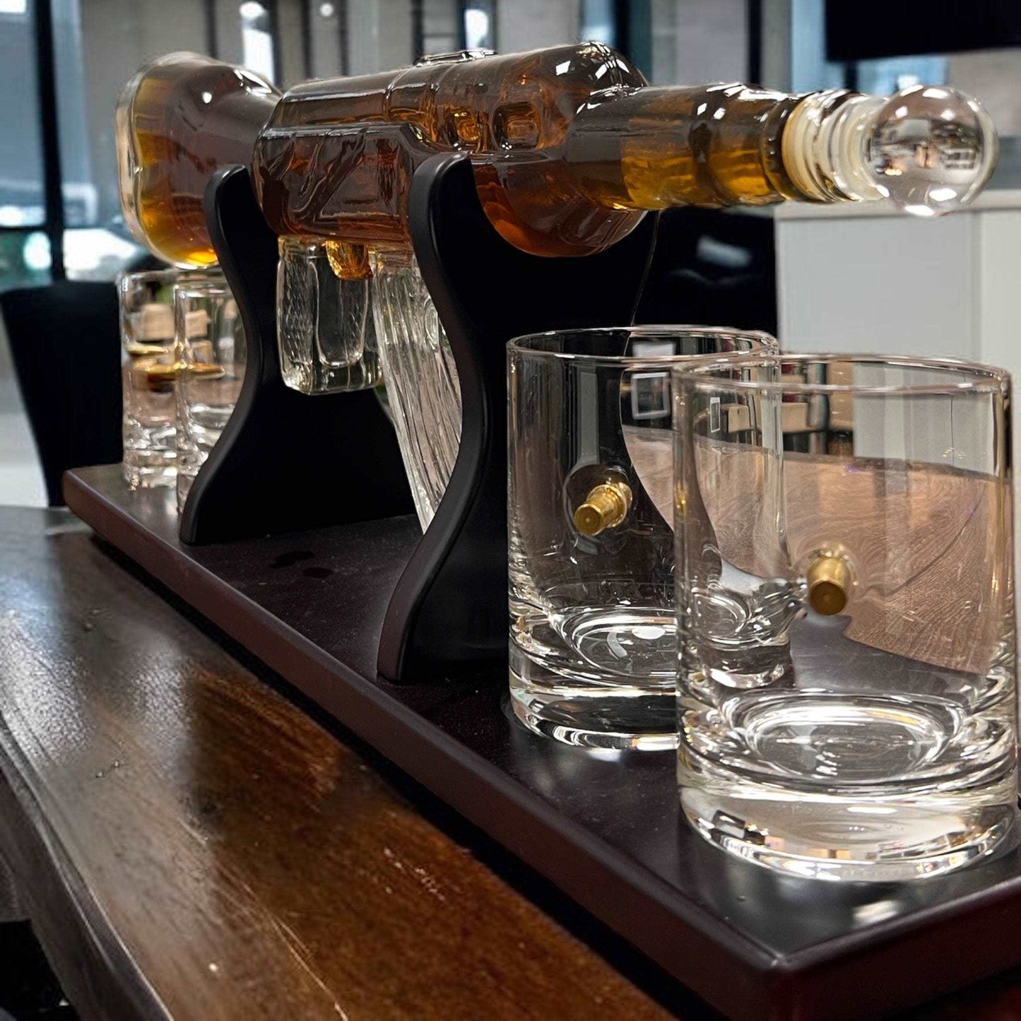 Glas Karaffe "AK" inkl. 4 Spezial Gläser und Aufsteller Home Decor Dreizack oesterreich handgemachte geschenke in wien