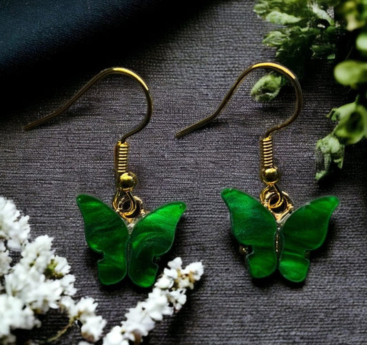 Schmetterlings-Ohrringe aus Kunstharz, Hypoallergen, verschiedene Farben Grün Schmuck Dreizack oesterreich handgemachte geschenke in wien