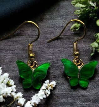 Schmetterlings-Ohrringe aus Kunstharz, Hypoallergen, verschiedene Farben Grün Schmuck Dreizack oesterreich handgemachte geschenke in wien