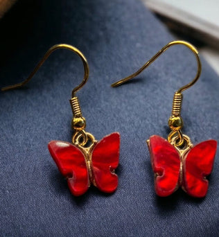 Schmetterlings-Ohrringe aus Kunstharz, Hypoallergen, verschiedene Farben Rot Schmuck Dreizack oesterreich handgemachte geschenke in wien
