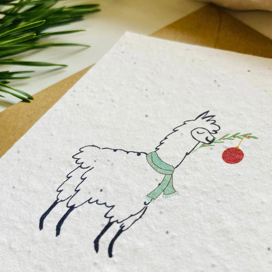 "Merry Christmas"-Alpaka / Lama Saatpapier Weihnachtskarte | Schenken, einpflanzen, beim wachsen zusehen (Copy)