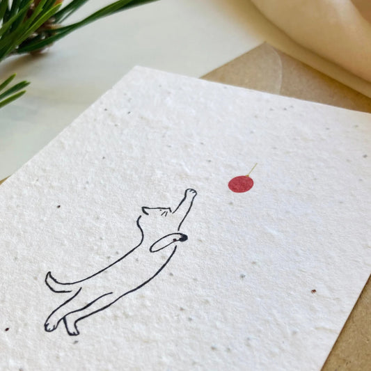 "Merry Christmas"-Katze Saatpapier Weihnachtskarte | Schenken, einpflanzen, beim wachsen zusehen