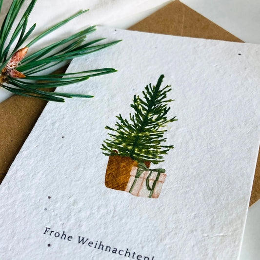 "Frohe Weihnachten" Saatpapier Weihnachtskarte | Schenken, einpflanzen, beim wachsen zusehen