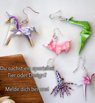 Delfin mit Ball | Origami-Ohrringe von Künstlerhände