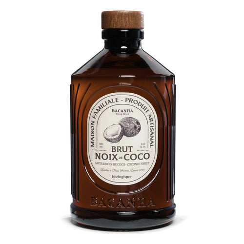 Bio-Sirup „Coconut“ von Bacanha, 400ml Glasflasche. Cremiger Kokosgeschmack, ideal für Lattes, Cocktails und Milkshakes. Nachhaltig und vielseitig einsetzbar.