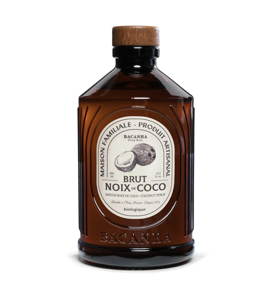 Bio-Sirup „Coconut“ von Bacanha, 400ml Glasflasche. Cremiger Kokosgeschmack, ideal für Lattes, Cocktails und Milkshakes. Nachhaltig und vielseitig einsetzbar.