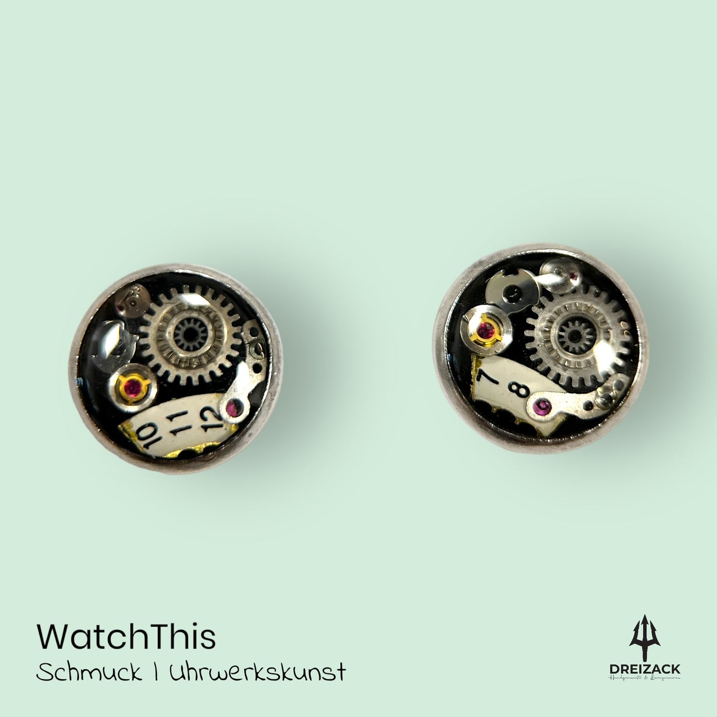 Ohrstecker von WatchThis - Zeitlose Eleganz aus Uhrwerken 8mm | Rhea Schmuck WatchThis oesterreich handgemachte geschenke in wien