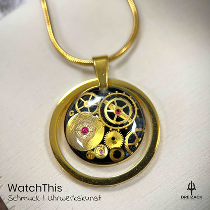 Halsketten von WatchThis - Zeitlose Eleganz aus Uhrwerken Gold mit Rahmen | Daymos Schmuck WatchThis oesterreich handgemachte geschenke in wien